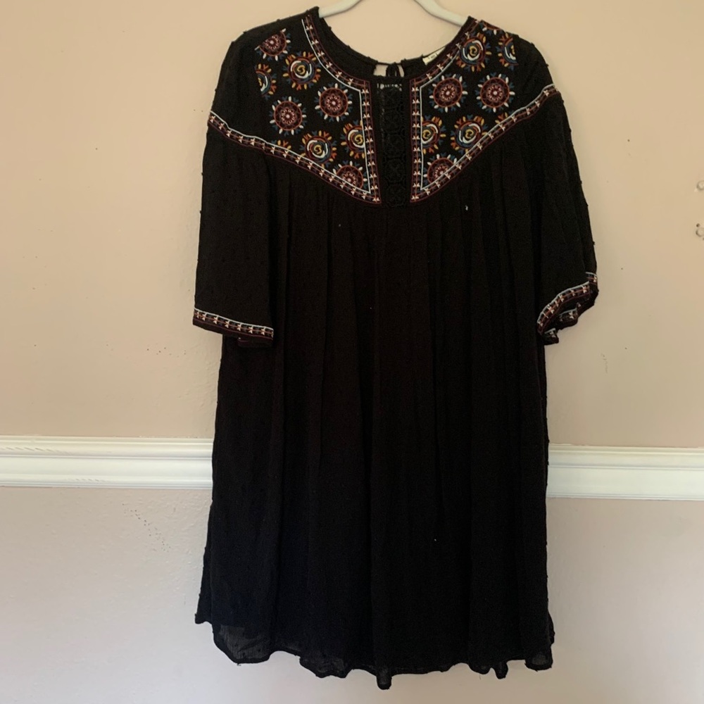 Black embroidered dress